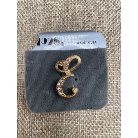 1928 Brand Brooch Pin Letter E with Rhinestones - Picture 2 of 6